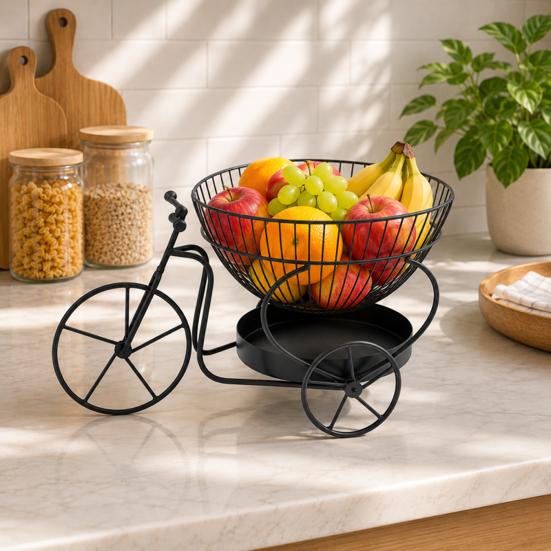 Tricycle Fruit Basket – Decorative Metal Organizer