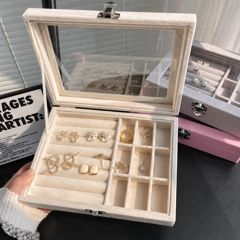 Jewellery Organizer Box – Glass Lid Storage Case