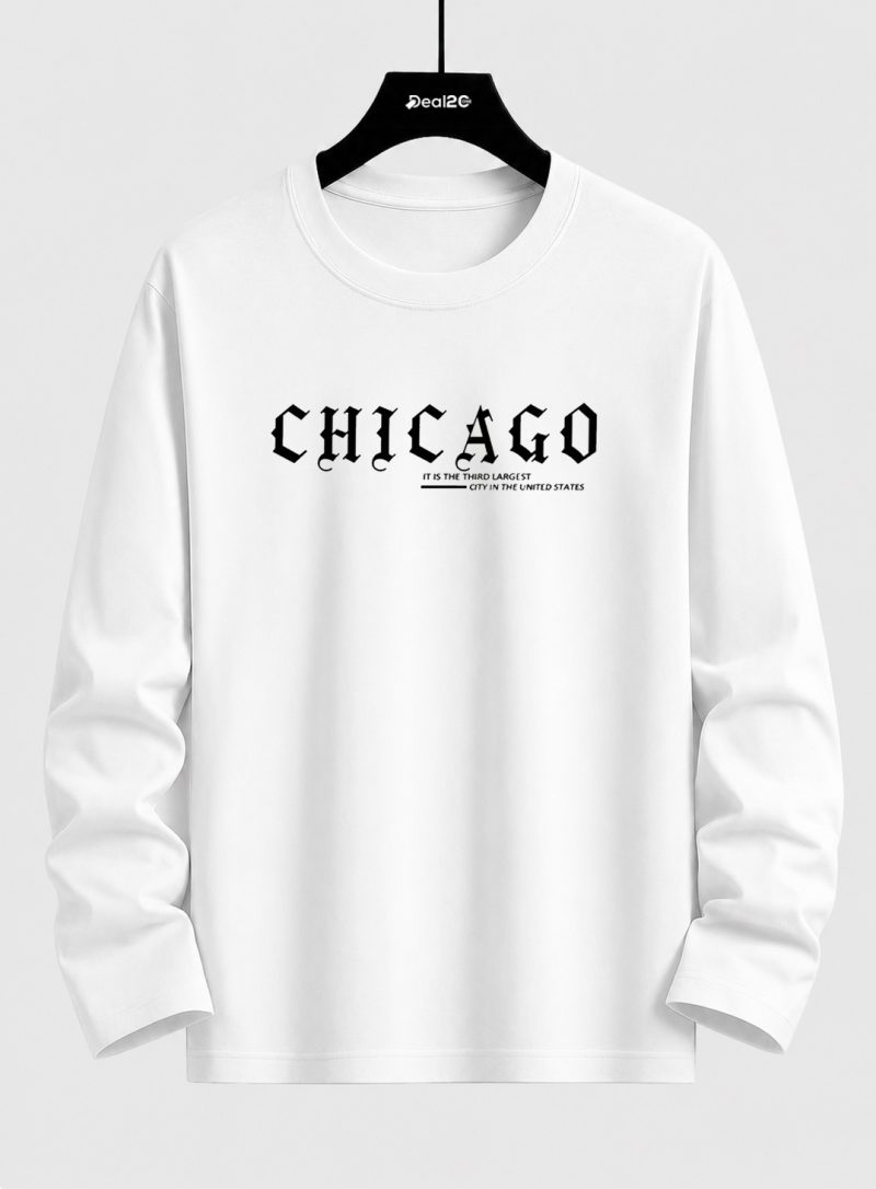 United Chicago Printed Long Sleeve T-shirt for Mens