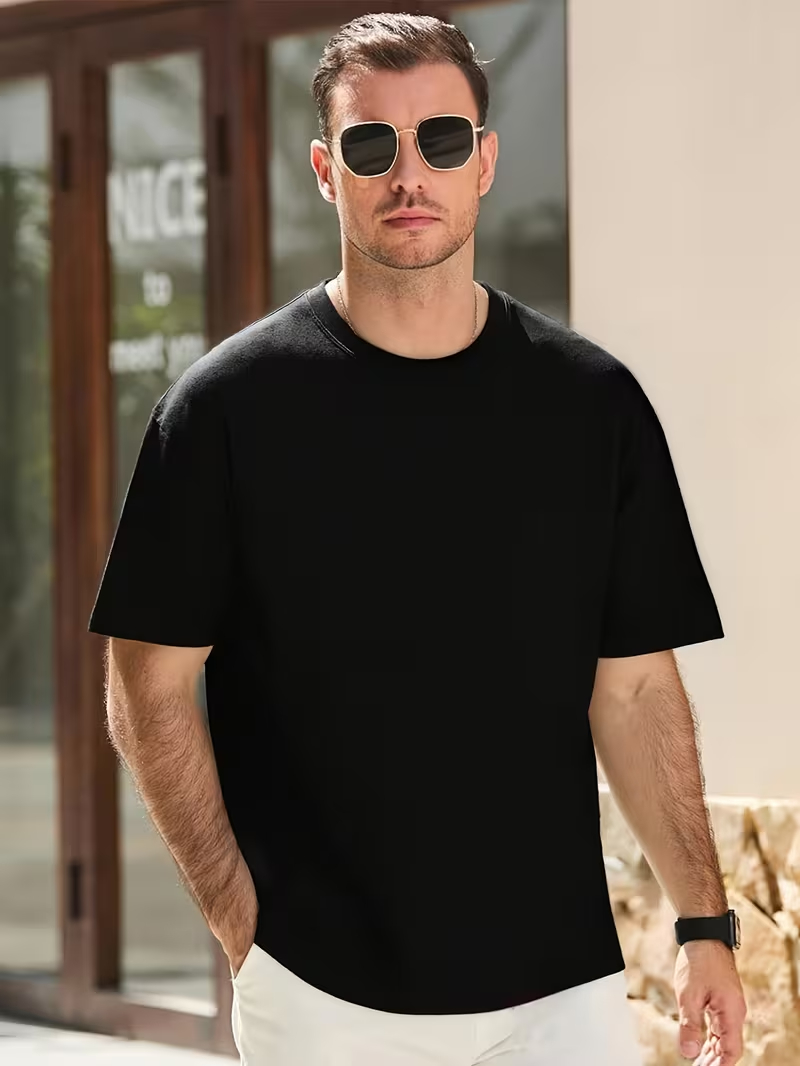 Essential Black Oversized Plain T-Shirt For Mens Essential Black Oversized Plain T-Shirt For Mens