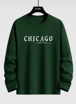 Cityscape Chicago Printed Long Sleeve T-shirt for Mens
