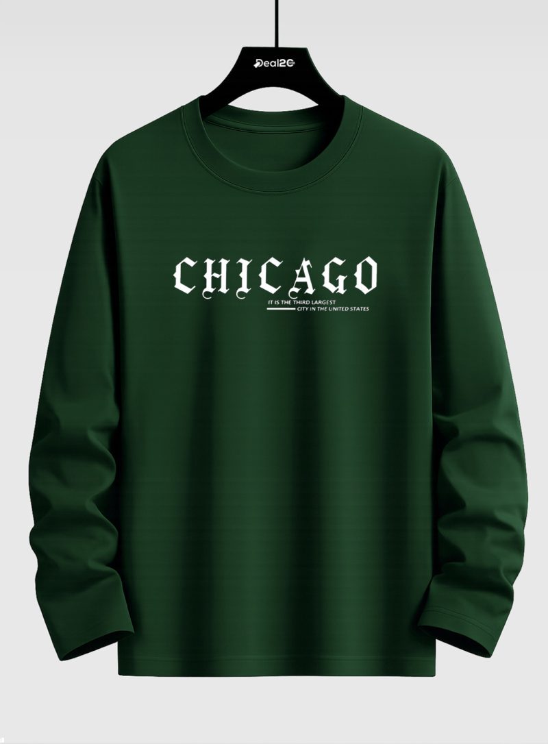 Cityscape Chicago Printed Long Sleeve T-shirt for Mens Cityscape Chicago Printed Long Sleeve T-shirt for Mens