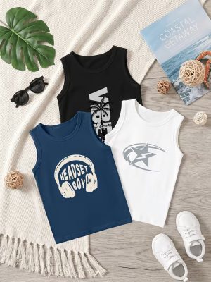 Pack of 3 Headset Star Printed Tank Tops for Tween Kids