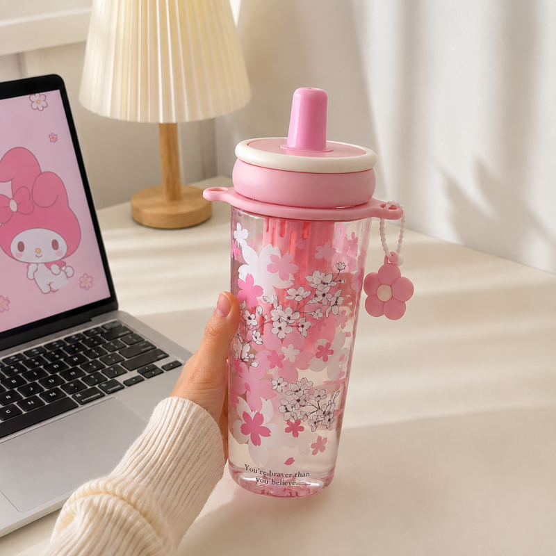Floral Water Bottle – 950ml Leak Proof