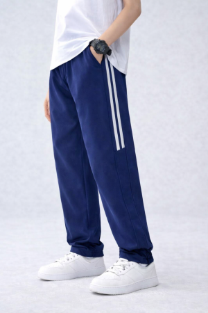 Navy Blue Double Stripe Trouser For Mens