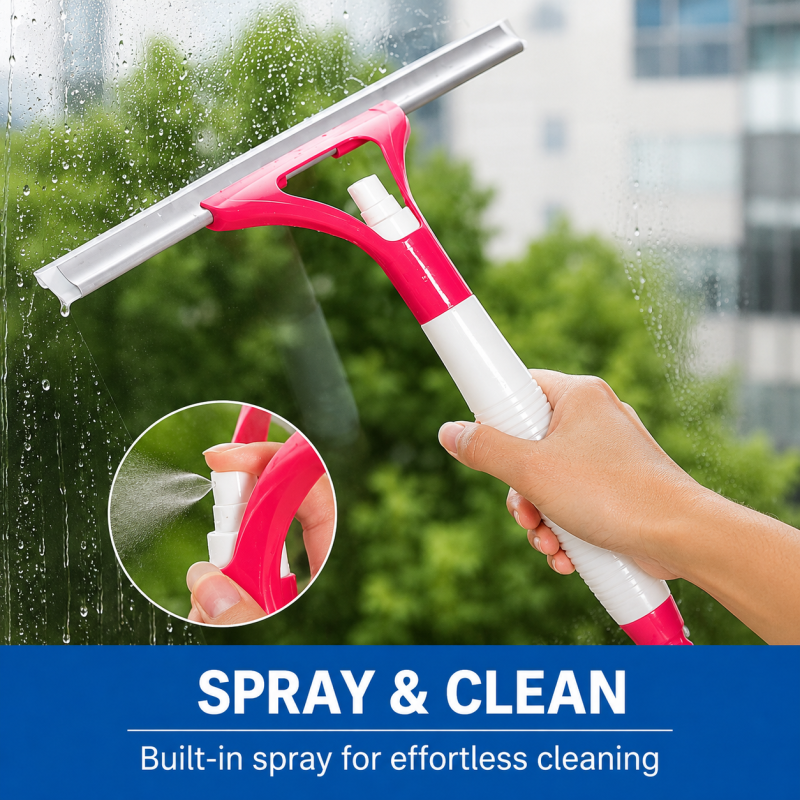 Glass Cleaning Wiper With Spray