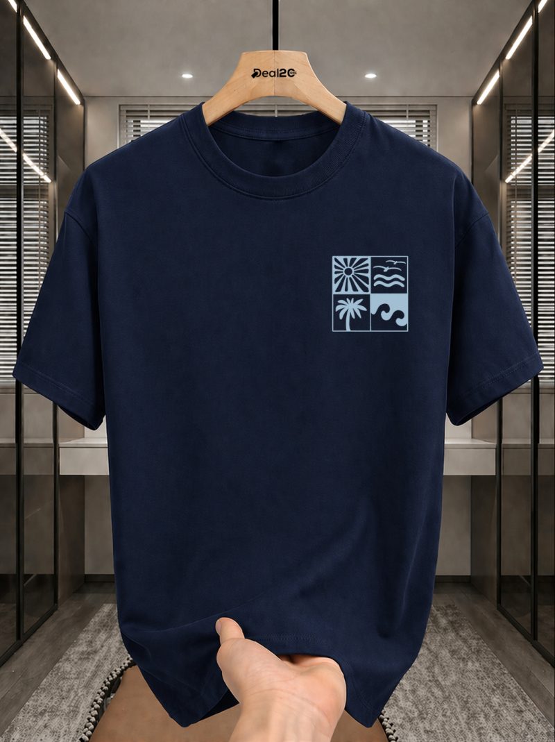 Palm Wave Printed T-Shirt For Mens