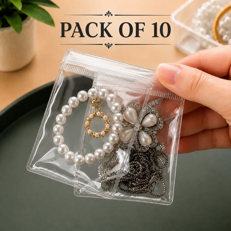 Transparent PVC Jewelry Self-sealing Bags – Pack of 10