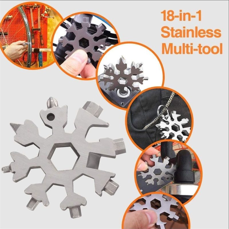 18‑in‑1 Snowflake Multi Tool – Pocket Keychain Spanner