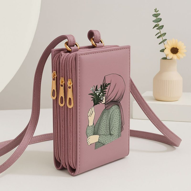 Crossbody Bag For Womens – 3 Pocket Hijab Print
