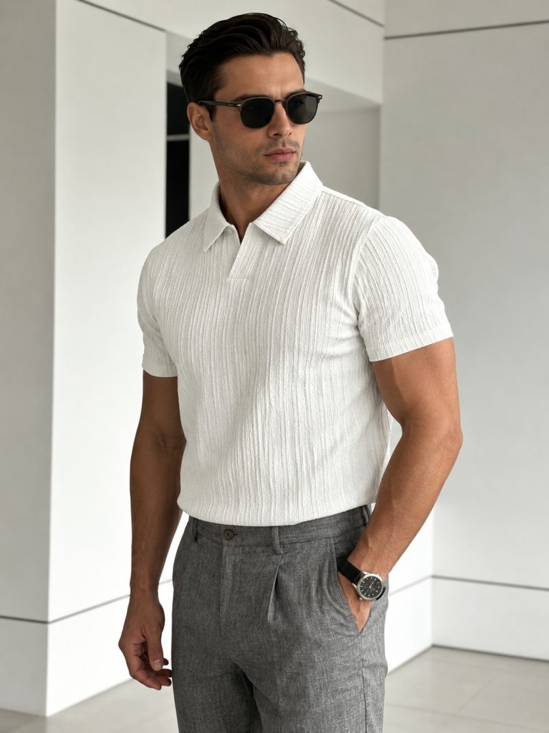 Smart Casual Knit Polo T-Shirt for Mens