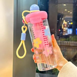 Cute Water Bottle – 700ml With Carry Strap