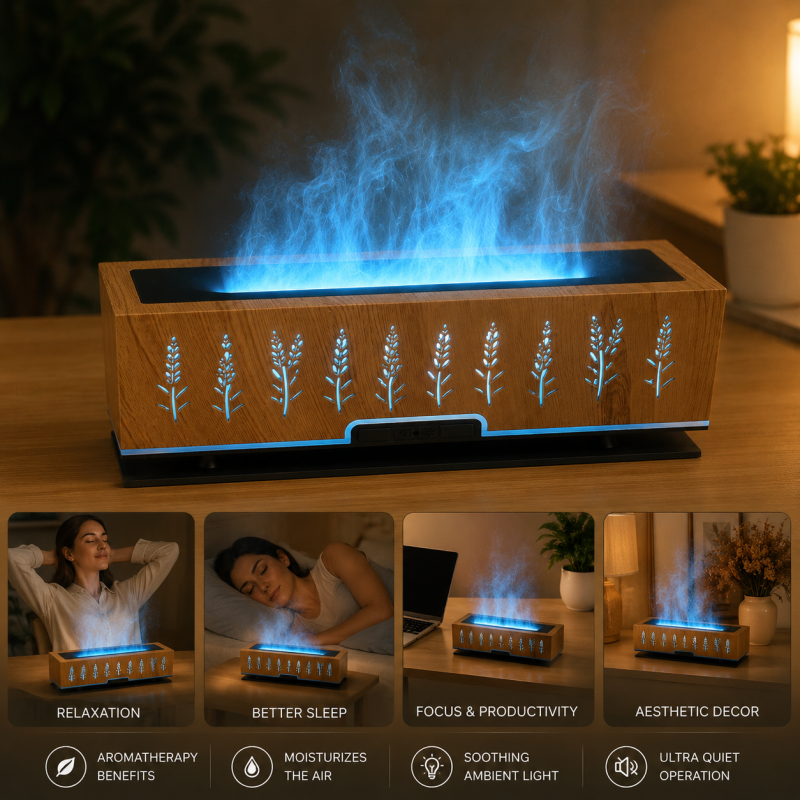Simulation Two‑Color Flame Aromatherapy Humidifier