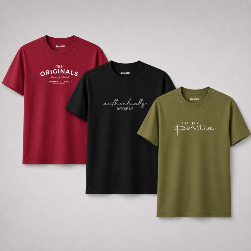 Pack Of 3 Authentically Original Mens Printed T-Shirts