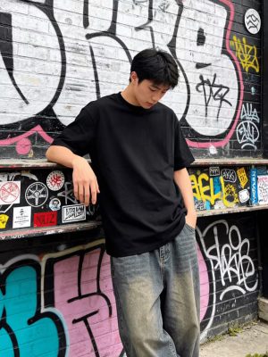 Black Oversized Plain T-Shirt For Mens