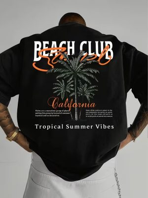 Beach Club Oversized Printed T-Shirt For Mens