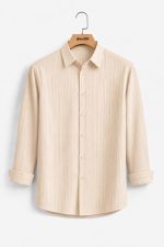 Fawn Casual Solid Color Full Sleeve Jacquard Shirt