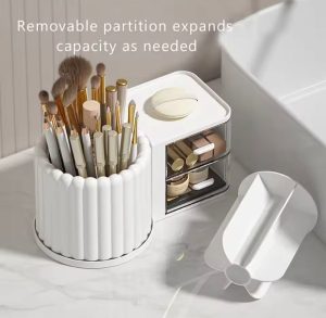 360° Rotating Brush Holder With Two Drawer