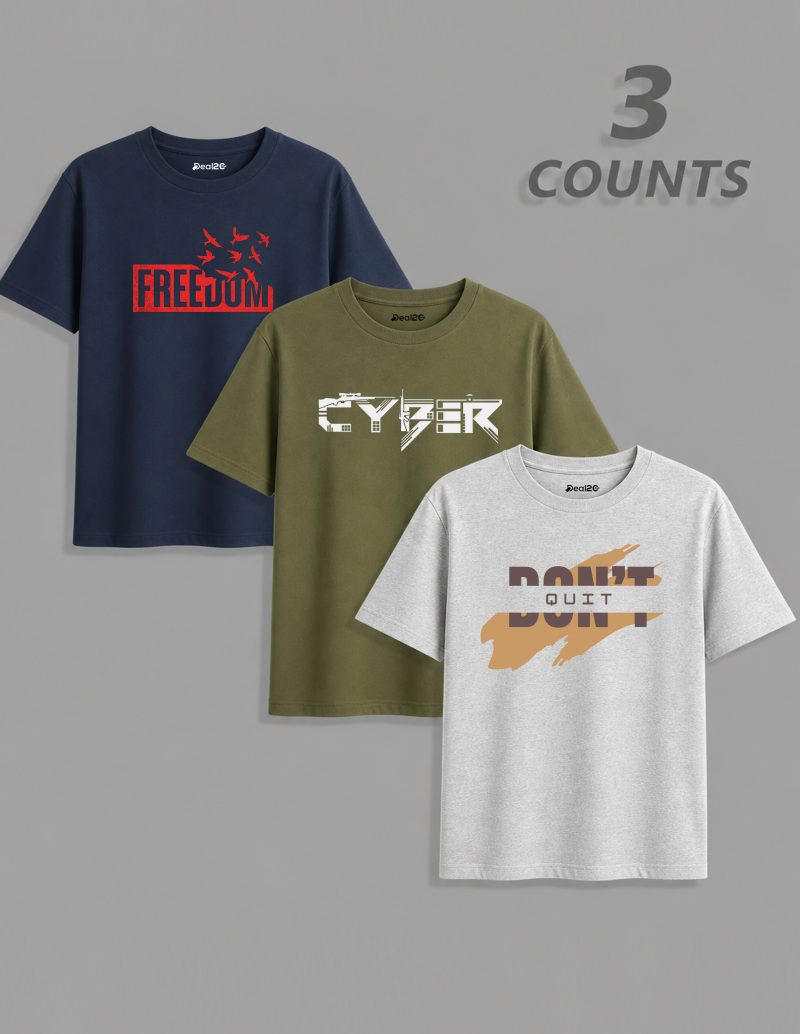 Pack of 3 Cyber Freedom Printed T Shirts For Tween Kids Pack of 3 Cyber Freedom Printed T Shirts For Tween Kids