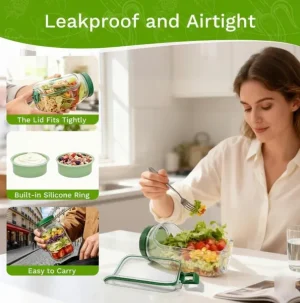 Innovative Top & Side Open Portable Salad Jar