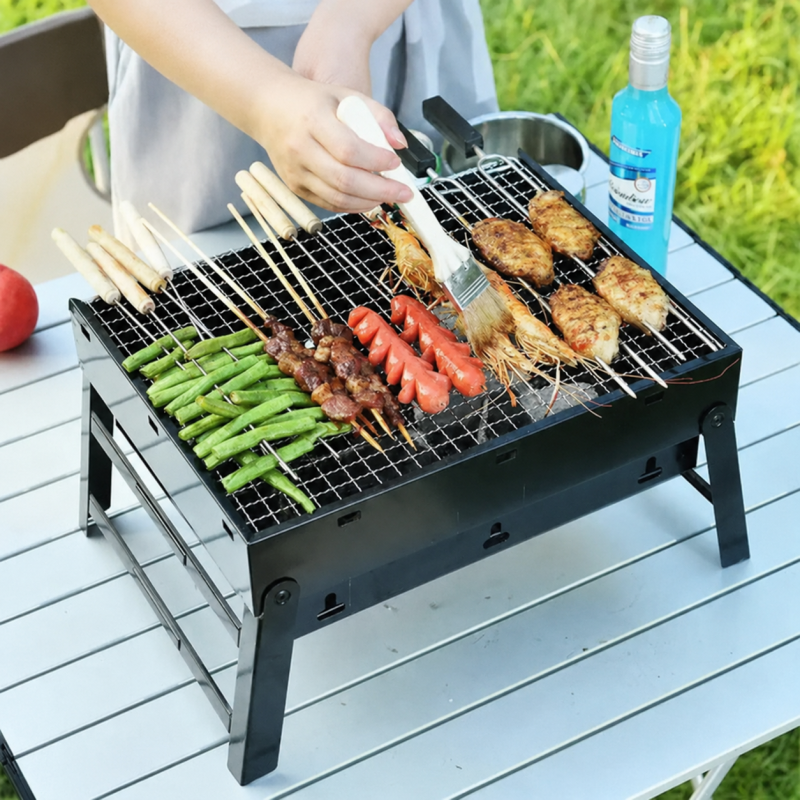 Portable Folding Charcoal BBQ Grill – Outdoor Use