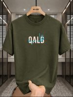 Qalb Army Green Printed T-Shirt For Mens