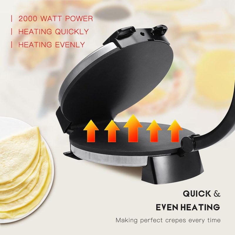 Electric roti maker – 2000W power Non‑stick plates for smooth cooking Rapid heat technology – saves time