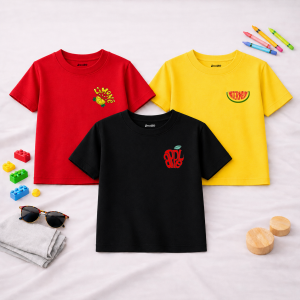 Pack of 3 Apple Bite Printed T-Shirts For Boys
