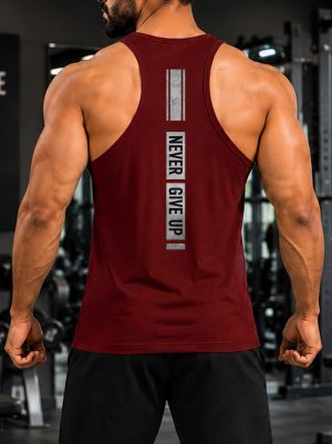 Never Give Up Printed Tank Top For Mens