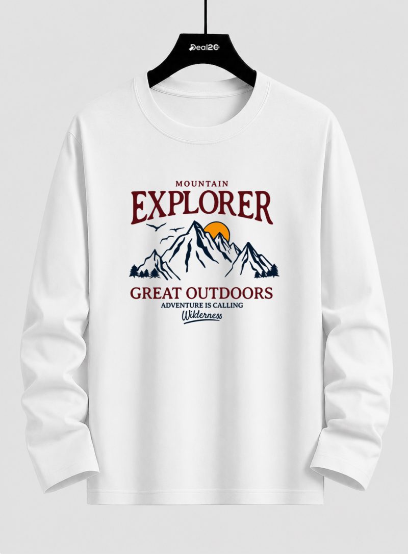 Great Explorer Printed Long Sleeve T-shirt for Mens