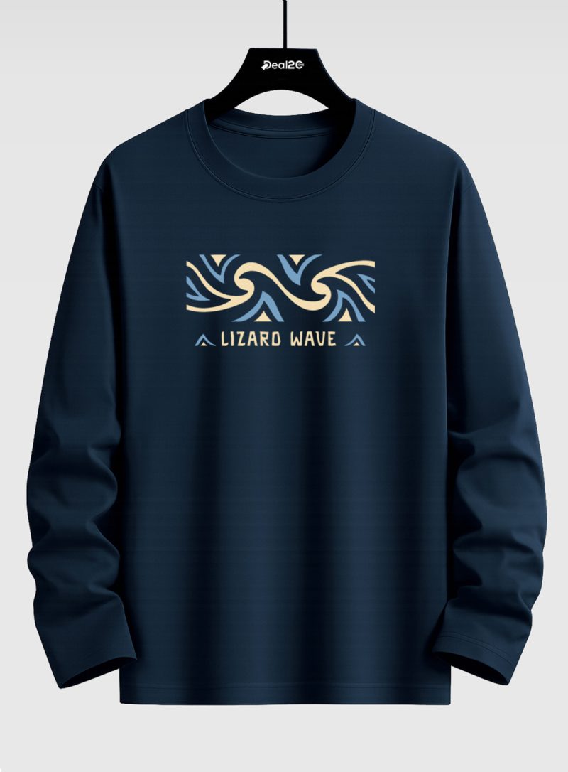 Lizard Wave Printed Long Sleeve T-shirt for Mens