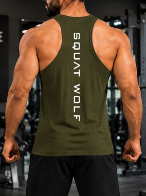 Squat Wolf Printed Tank Top For Mens