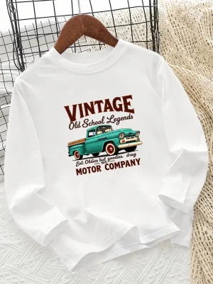 Vintage Printed Long Sleeve T-Shirts for Kids