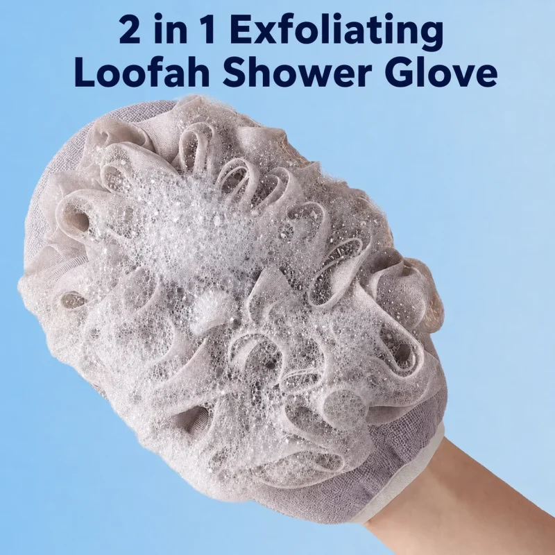 2 in 1 Exfoliating Loofah Shower Glove