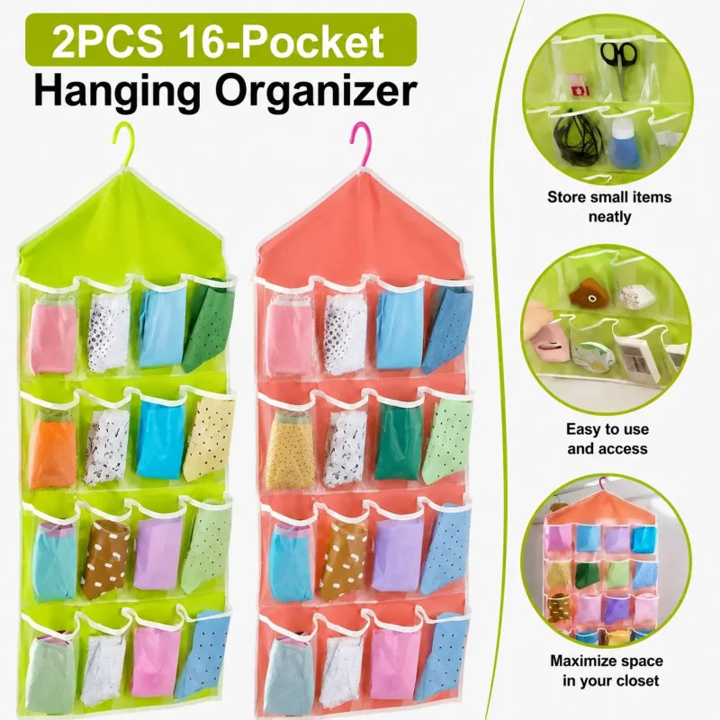 2pcs 16‑Pocket Hanging Organizer – Multi‑Use Storage Solution 2pcs 16‑Pocket Hanging Organizer – Multi‑Use Storage Solution