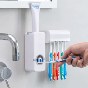 Toothpaste Dispenser & Toothbrush Holder