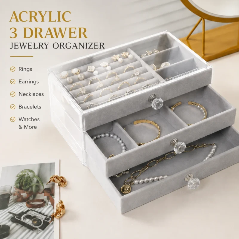 Acrylic 3 Drawer Jewelry Organizer Acrylic 3 Drawer Jewelry Organizer
