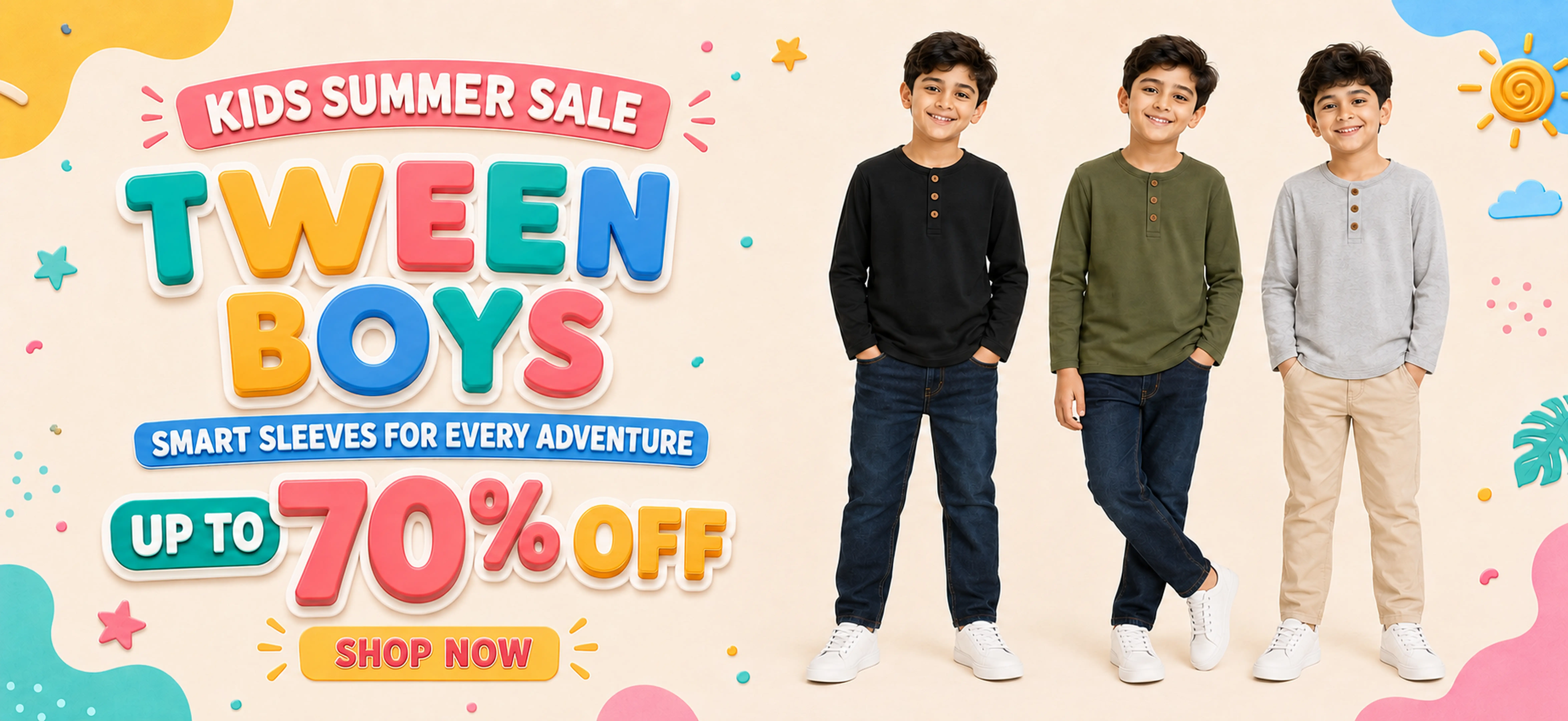 Deal20One_Kids_Summer_Sale_Tween_Boys_Web_Banner_9400x4320