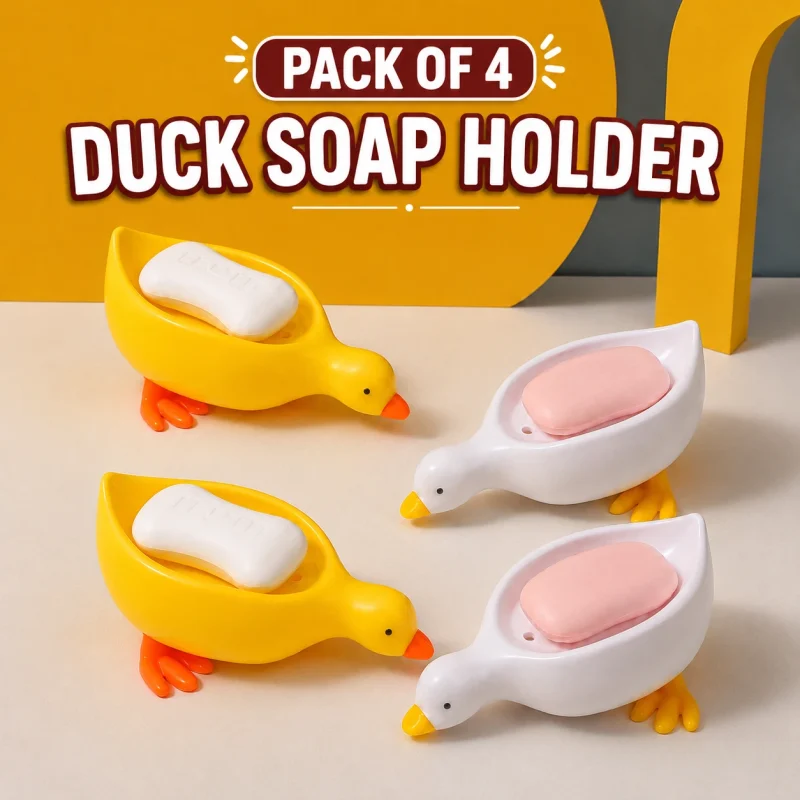 Pack of 4 Duck Soap Holder – Cute Bathroom Soap Tray