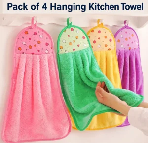 Pack of 4 Hanging Kitchen Towels – Soft & Absorbent with Loop