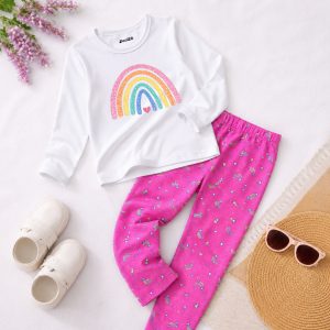 Rainbow Printed Summer Legging Suit For Girls