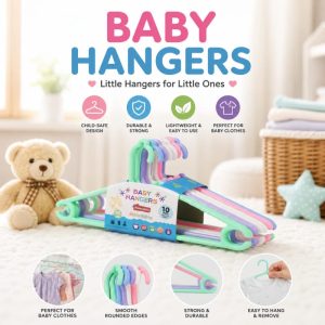 Baby Cloth Hanger Set – Durable Plastic Hangers for Kids Clothes