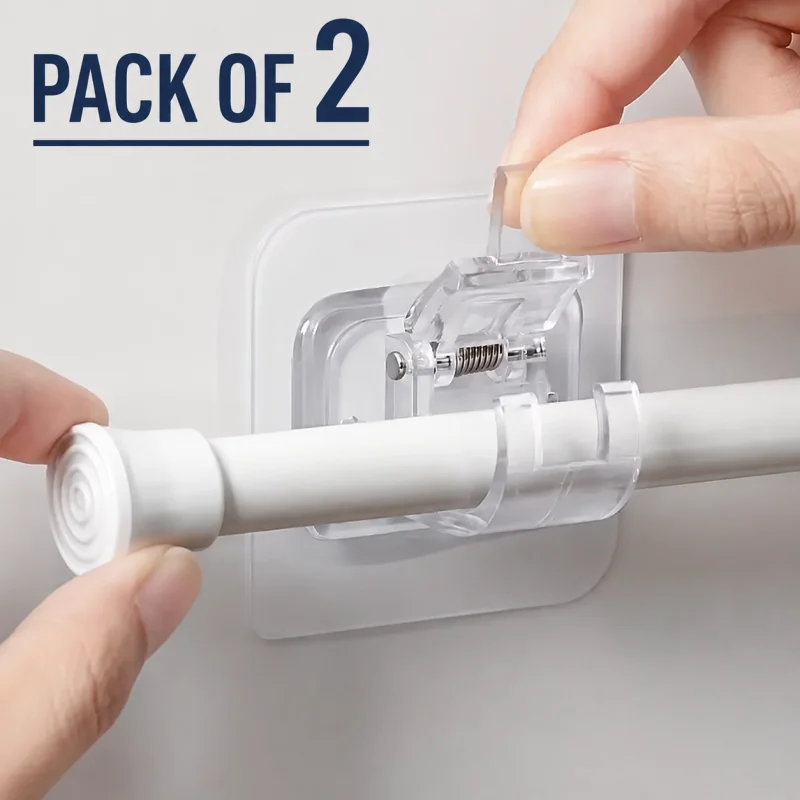 Pack of 2 Transparent PVC Curtain Rod Hooks