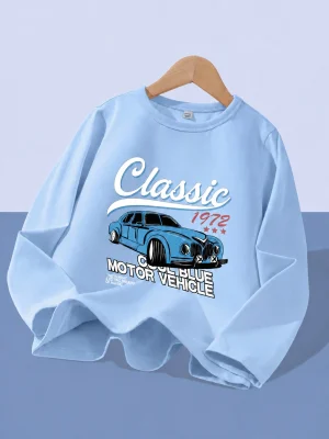 Classic Car Printed Long Sleeve T-Shirts for Kids