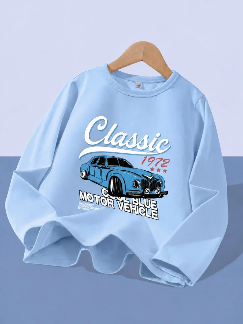 Classic Car Printed Long Sleeve T-Shirts for Kids