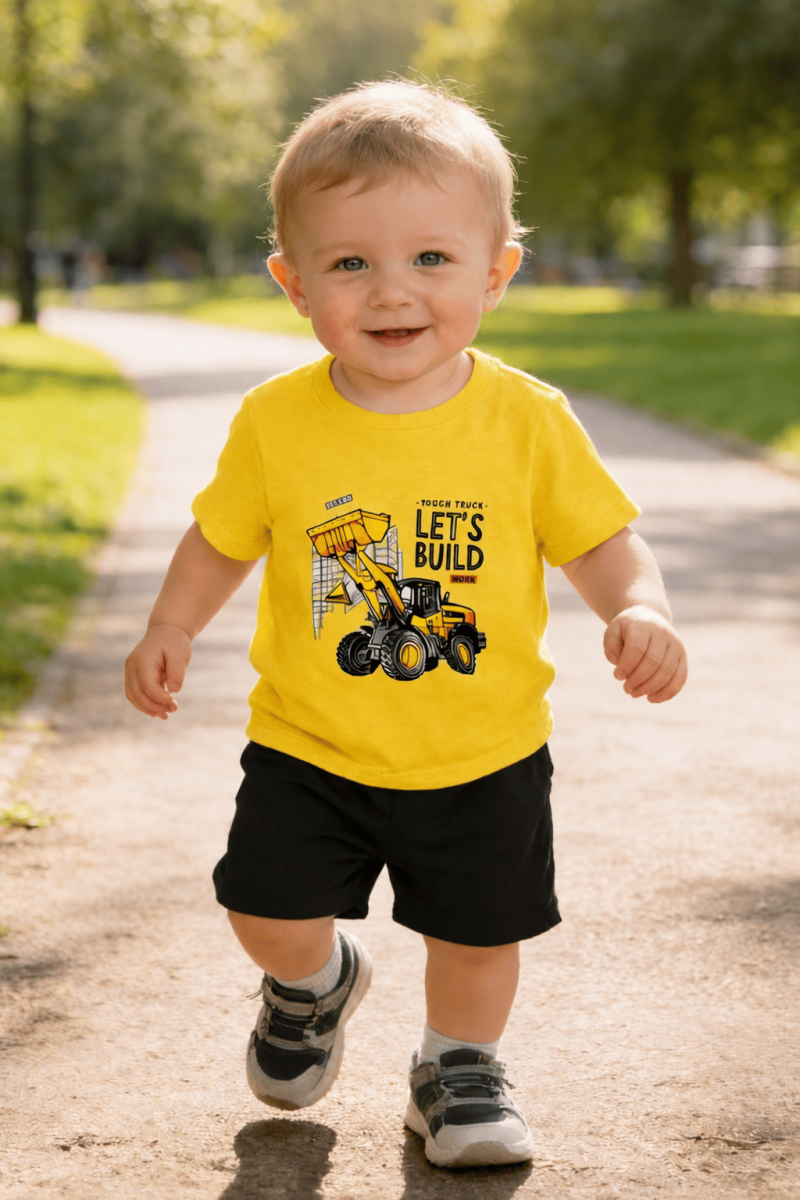 Lets Build Work Printed Summer Short Suit For Kids