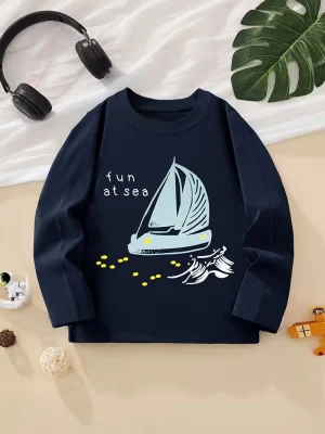Fun At Sea Printed Long Sleeve T-Shirt for Young Kids