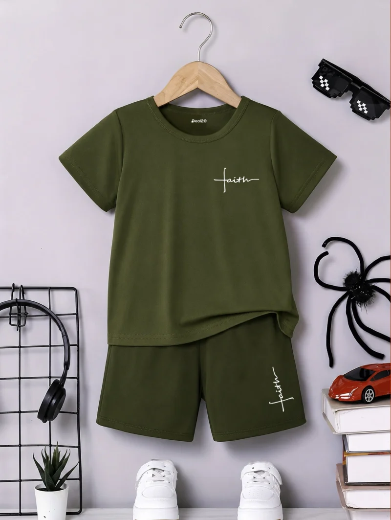 Faith Printed Summer Short Suit For Kids Faith Printed Summer Short Suit For Kids