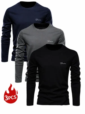 Pack of 3 Paris Printed Long Sleeve T-shirt for Mens
