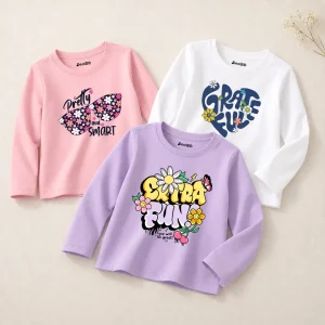 Pack of 3 Extra Fun Printed Long Sleeve T-shirts for Girls